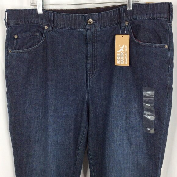 NWT Eddie Bauer Boyfriend Midrise Slim Flannel Lined Jeans Womens Plus Size 18W - Picture 3 of 9